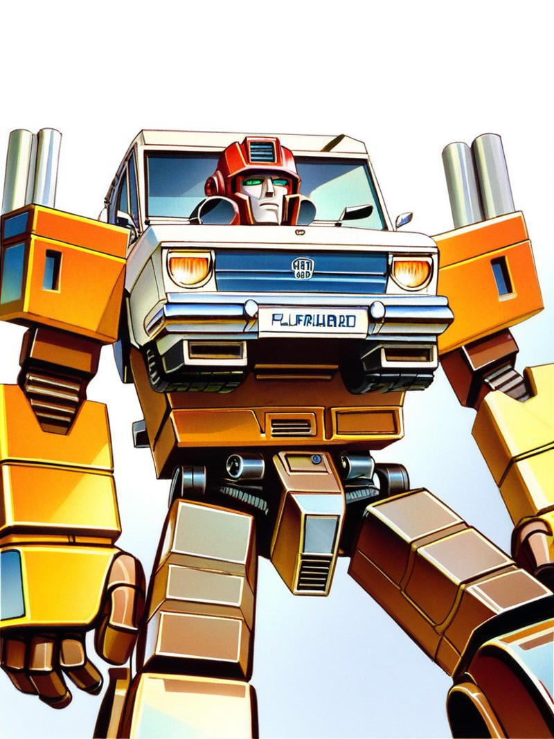 [transformers ::0.31]male,  (transformer:[0.3:1:0.33]), jeep themed brown robot
score_8_up <lora:Transformers G1 Boxart-00...